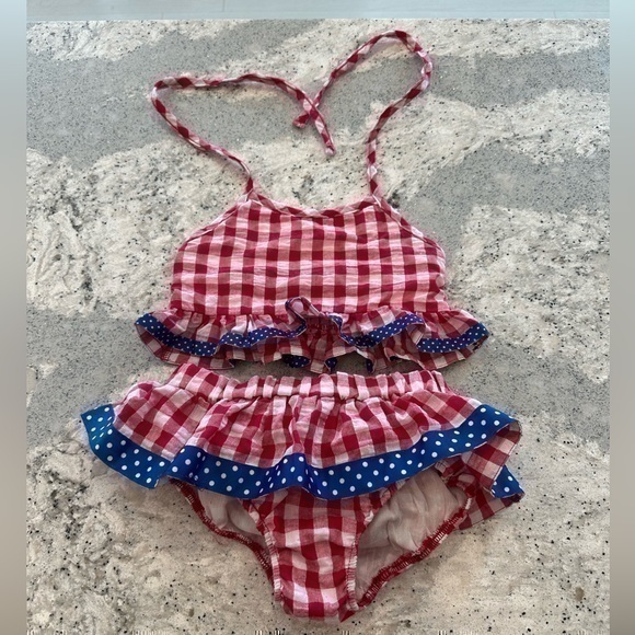 Classic Whimsey Other - Classic Whimsey red white and blue Patriotic Gingham bathing suit girls size 6